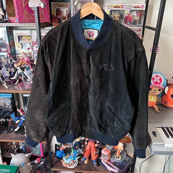 camel cigarette jacket Vintage Camel Cigarettes Bomber Jacket Men's L Suede Semi Trashed